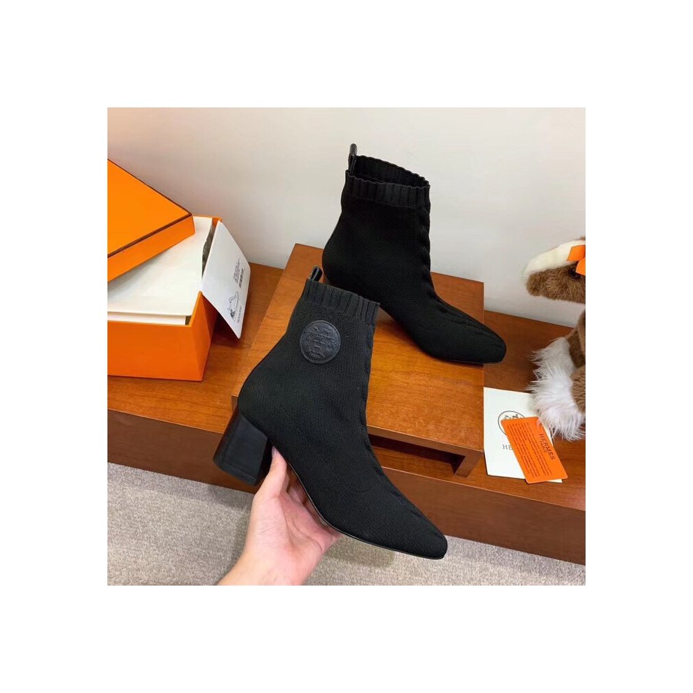Cheap Reps Hermes Volver 60 Ankle Boot In Black Knit