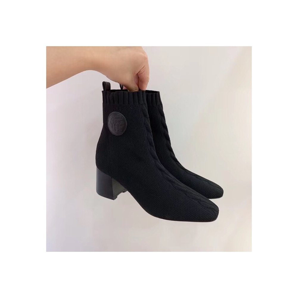 Cheap Reps Hermes Volver 60 Ankle Boot In Black Knit