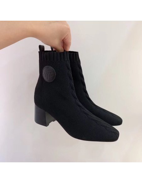 Cheap Reps Hermes Volver 60 Ankle Boot In Black Knit