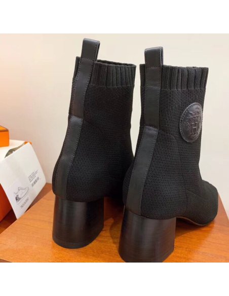 Cheap Reps Hermes Volver 60 Ankle Boot In Black Knit