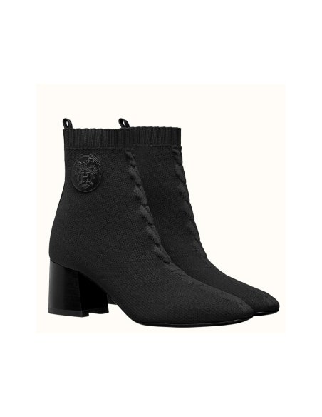 Cheap Reps Hermes Volver 60 Ankle Boot In Black Knit