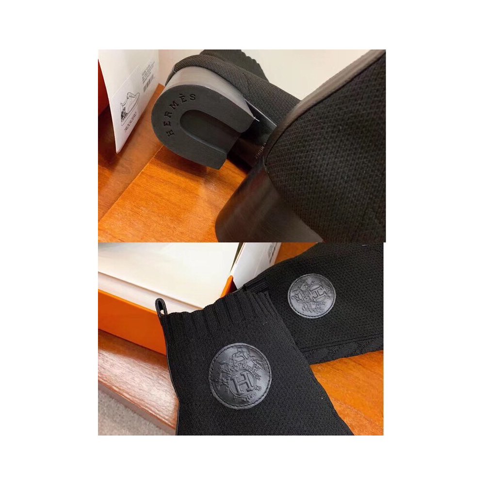 Cheap Reps Hermes Volver 60 Ankle Boot In Black Knit