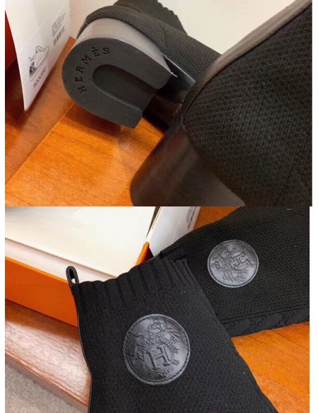 Cheap Reps Hermes Volver 60 Ankle Boot In Black Knit