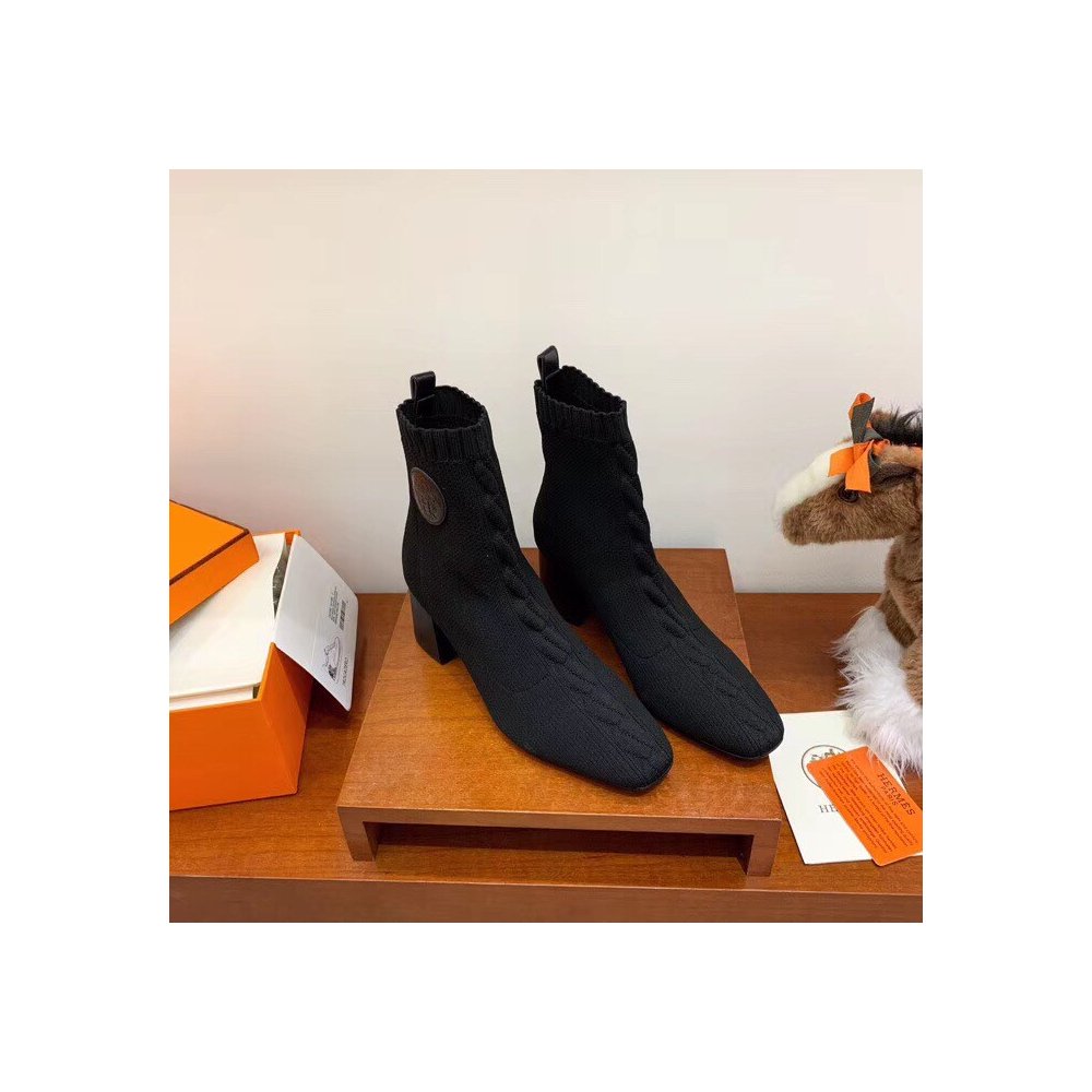 Cheap Reps Hermes Volver 60 Ankle Boot In Black Knit