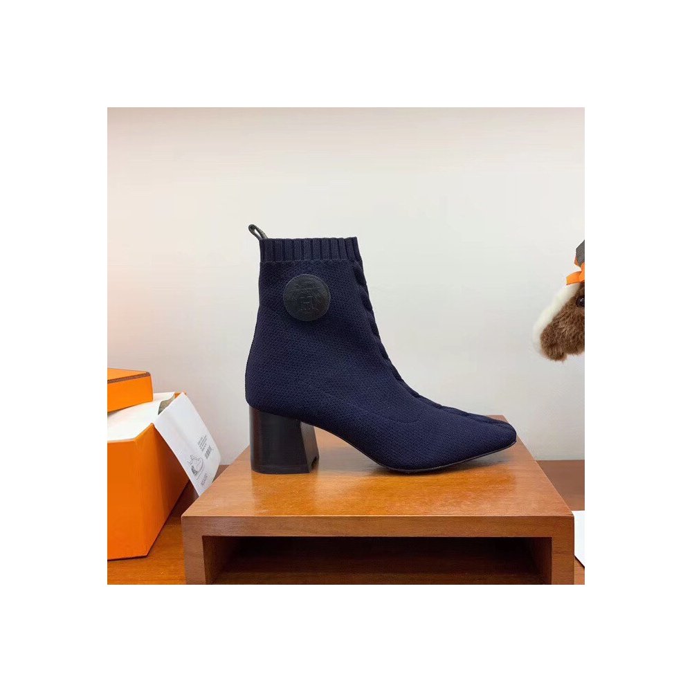 Cheap Reps Hermes Volver 60 Ankle Boot In Blue Knit