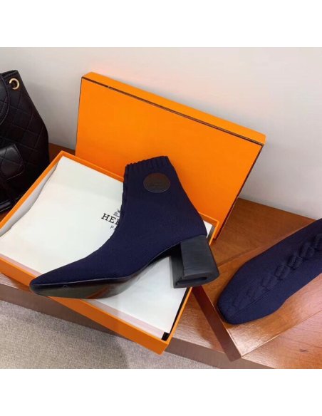 Cheap Reps Hermes Volver 60 Ankle Boot In Blue Knit