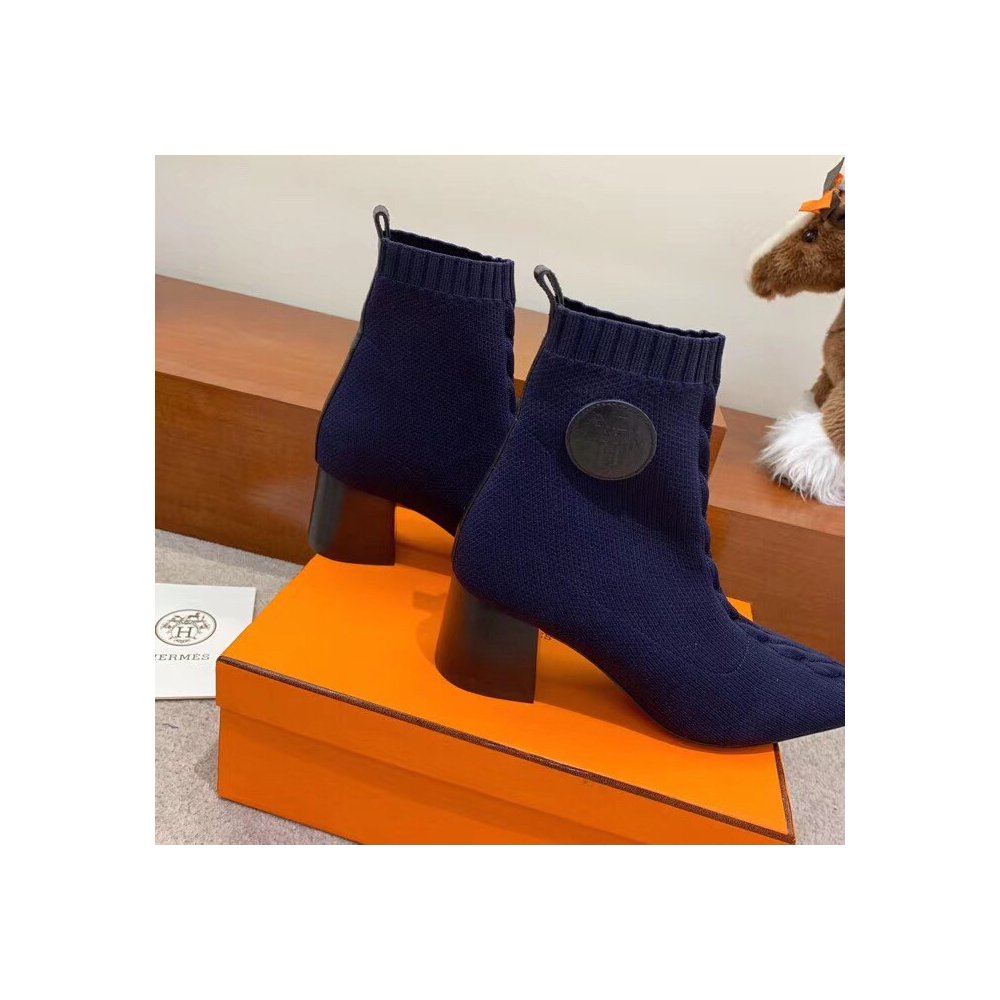 Cheap Reps Hermes Volver 60 Ankle Boot In Blue Knit