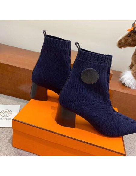 Cheap Reps Hermes Volver 60 Ankle Boot In Blue Knit