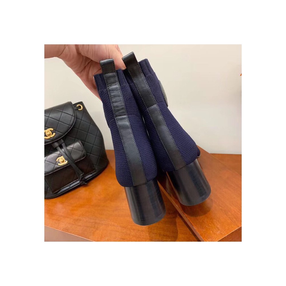 Cheap Reps Hermes Volver 60 Ankle Boot In Blue Knit