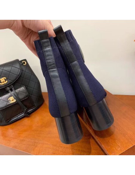 Cheap Reps Hermes Volver 60 Ankle Boot In Blue Knit