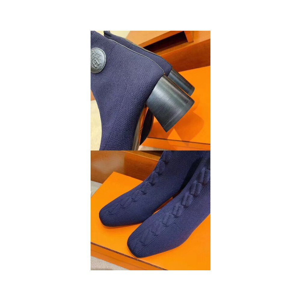 Cheap Reps Hermes Volver 60 Ankle Boot In Blue Knit