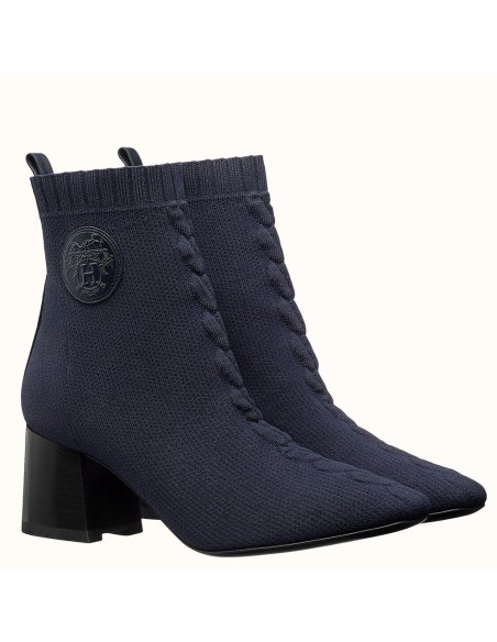 Cheap Reps Hermes Volver 60 Ankle Boot In Blue Knit