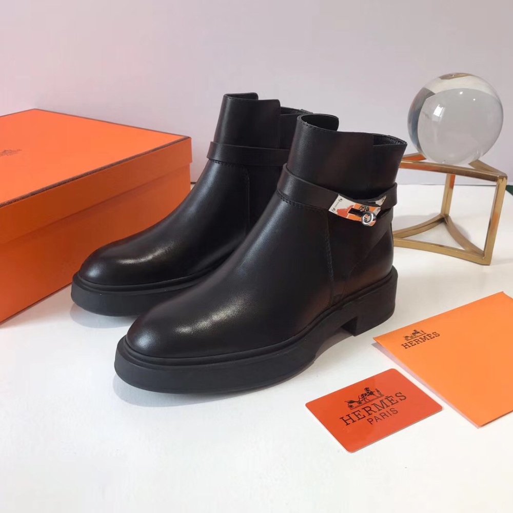 Cheap Reps Hermes Veo Ankle Boots In Black Calfskin