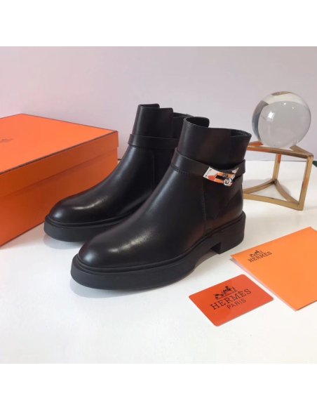 Cheap Reps Hermes Veo Ankle Boots In Black Calfskin