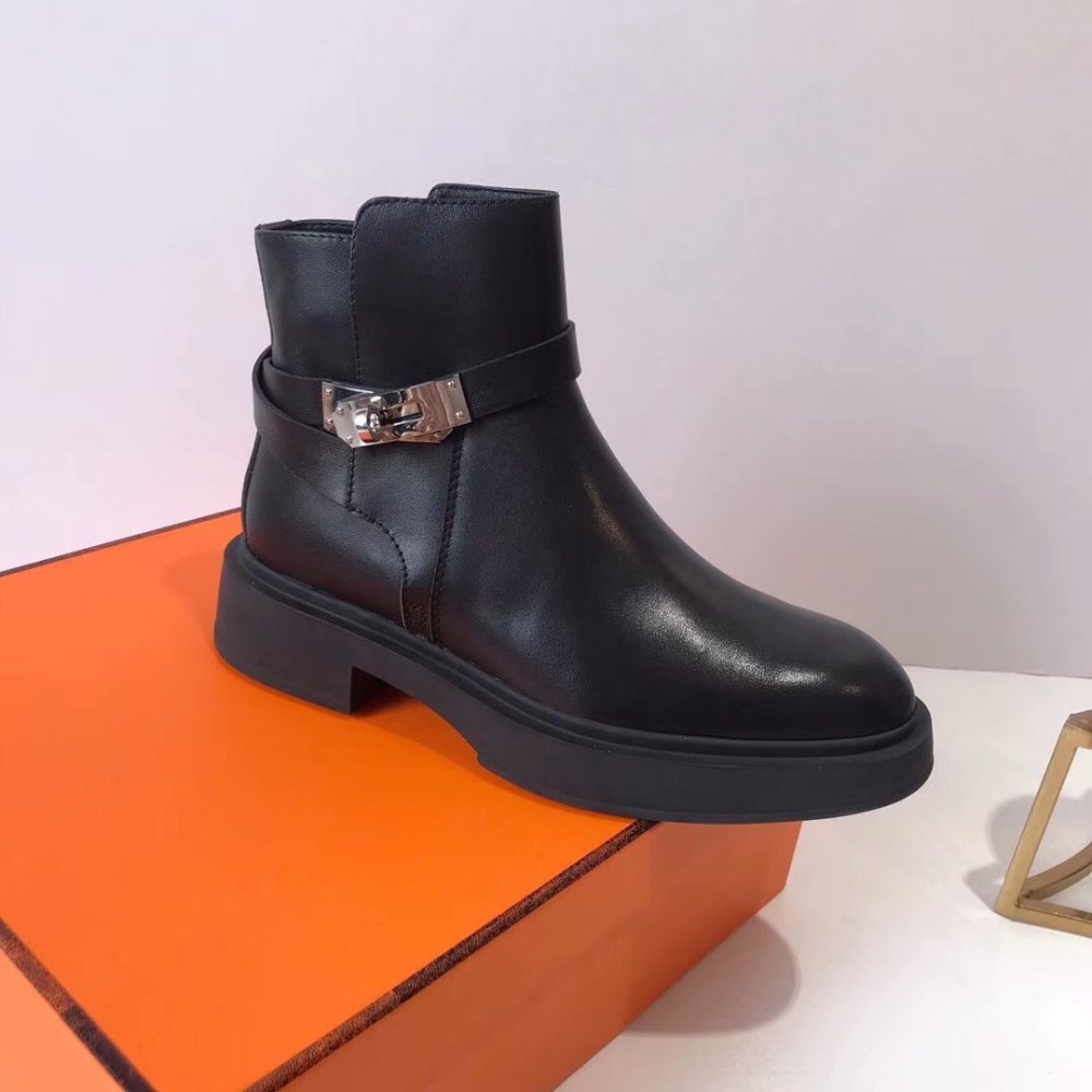 Cheap Reps Hermes Veo Ankle Boots In Black Calfskin