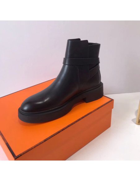 Cheap Reps Hermes Veo Ankle Boots In Black Calfskin