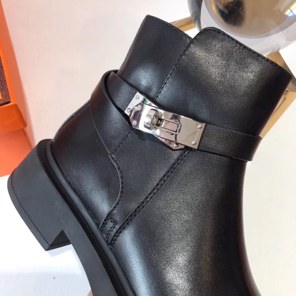 Cheap Reps Hermes Veo Ankle Boots In Black Calfskin