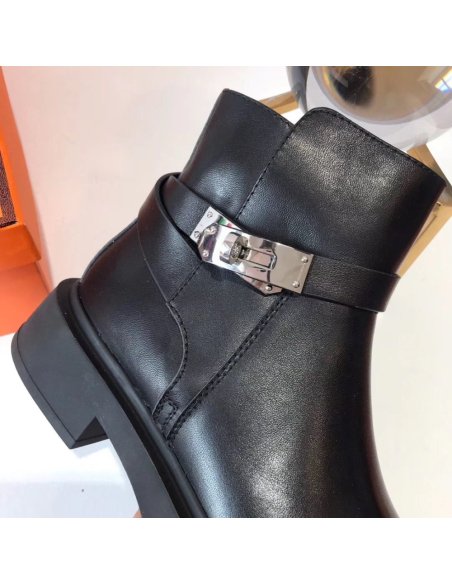 Cheap Reps Hermes Veo Ankle Boots In Black Calfskin