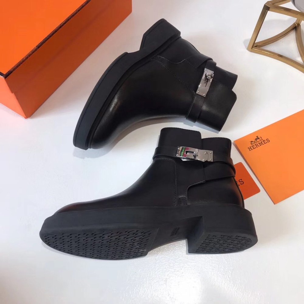 Cheap Reps Hermes Veo Ankle Boots In Black Calfskin