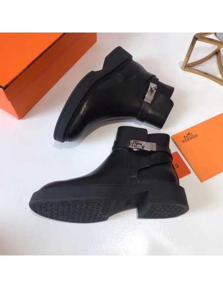 Cheap Reps Hermes Veo Ankle Boots In Black Calfskin
