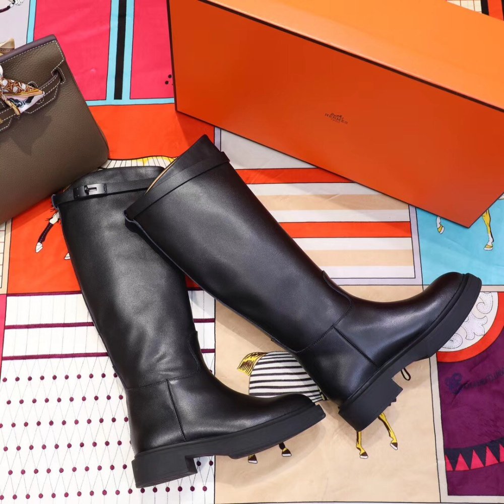 Cheap Reps Hermes Variation Boots In Black Calfskin