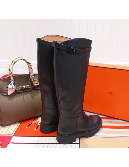 Cheap Reps Hermes Variation Boots In Black Calfskin