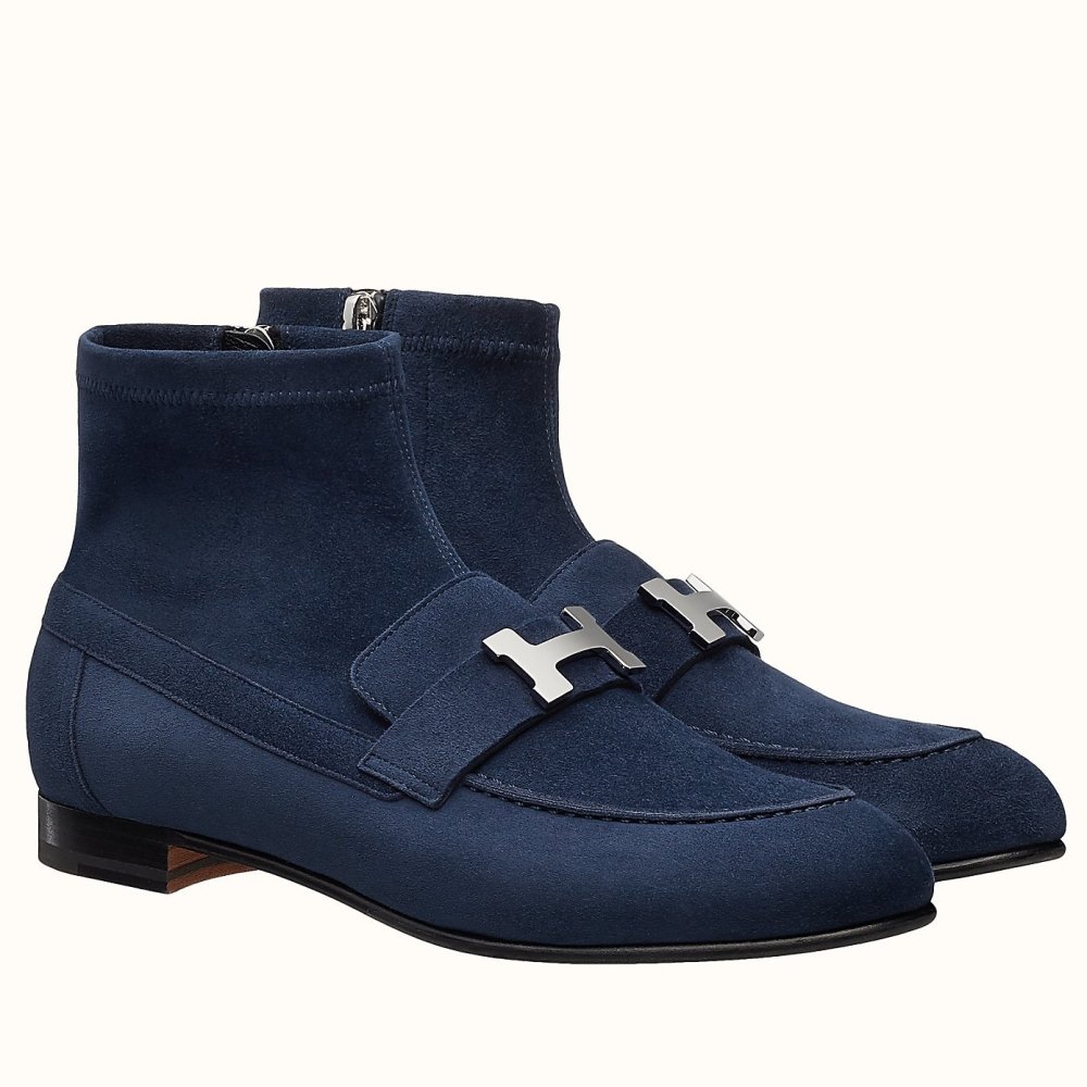Cheap Reps Hermes Blue Saint Honore Ankle Boots