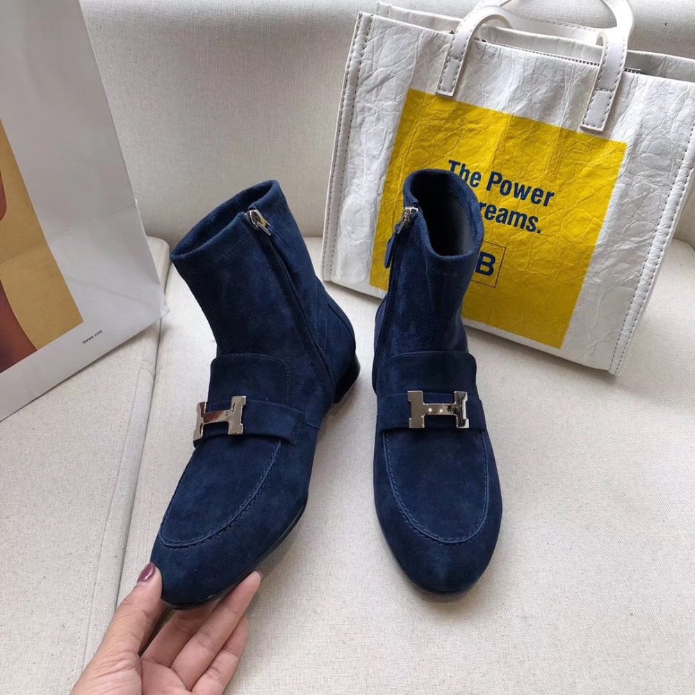 Cheap Reps Hermes Blue Saint Honore Ankle Boots