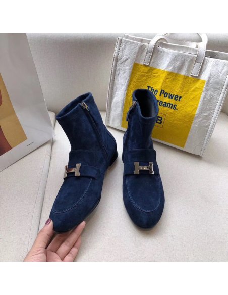 Cheap Reps Hermes Blue Saint Honore Ankle Boots
