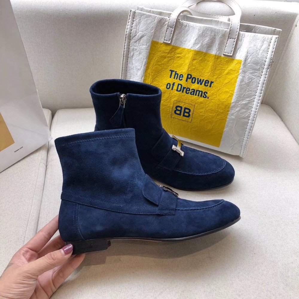 Cheap Reps Hermes Blue Saint Honore Ankle Boots