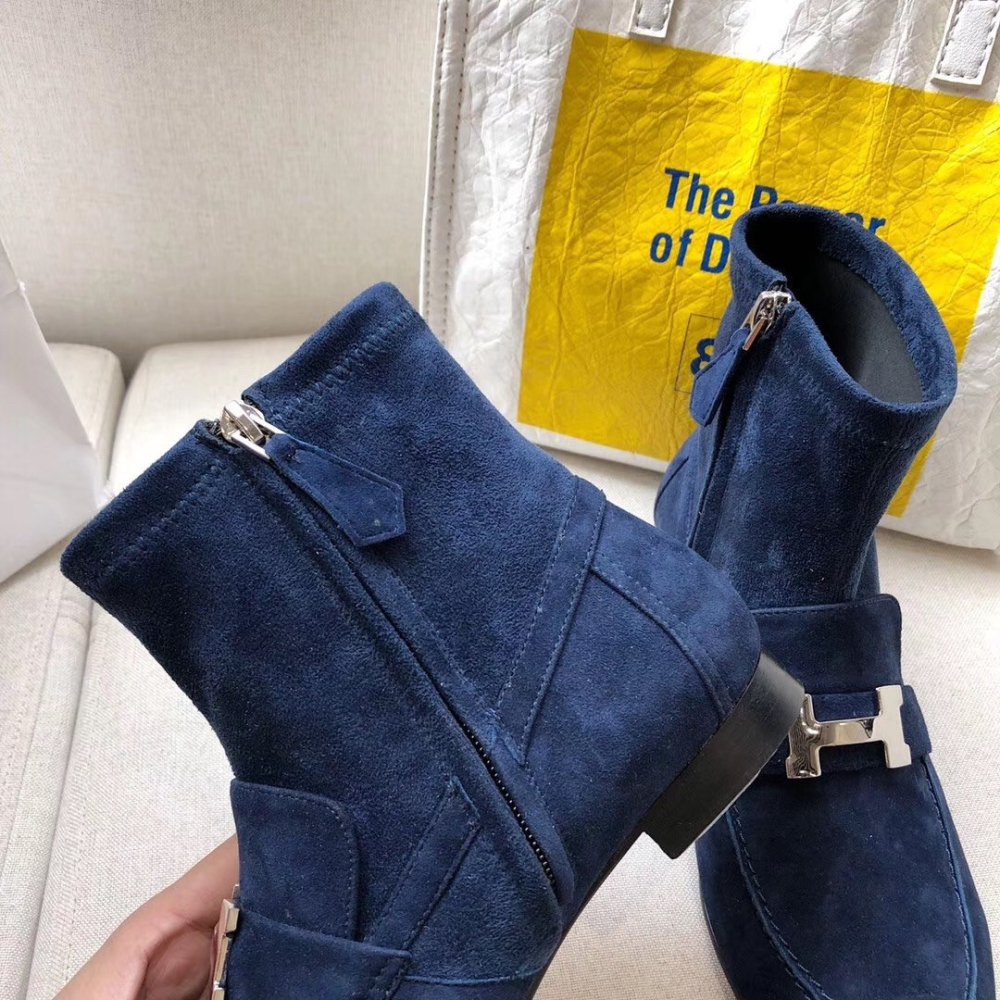 Cheap Reps Hermes Blue Saint Honore Ankle Boots
