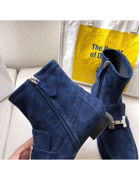 Cheap Reps Hermes Blue Saint Honore Ankle Boots