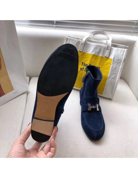 Cheap Reps Hermes Blue Saint Honore Ankle Boots