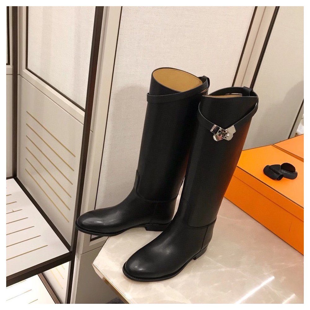 Cheap Reps Hermes Jumping Boots In Black Calfskin