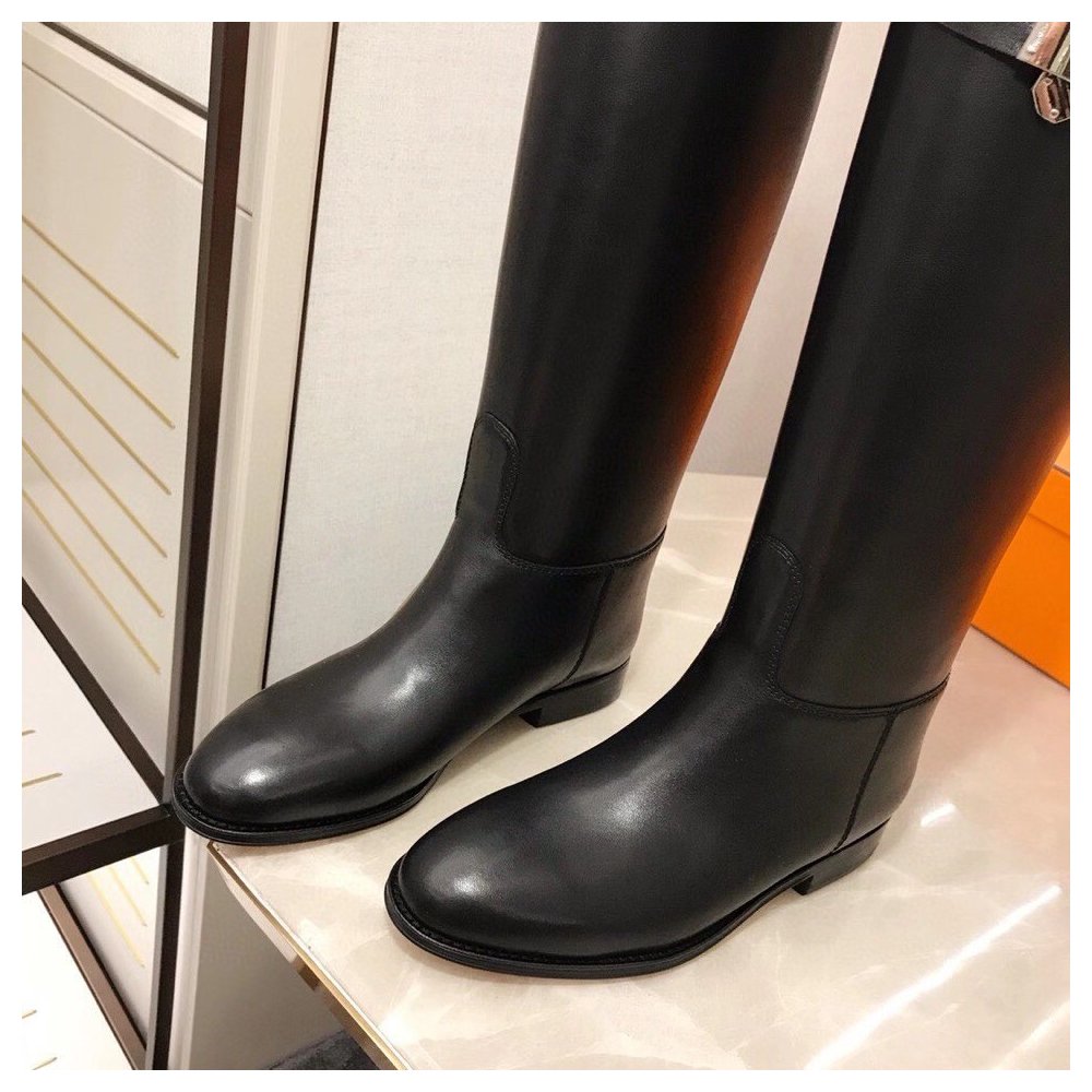 Cheap Reps Hermes Jumping Boots In Black Calfskin