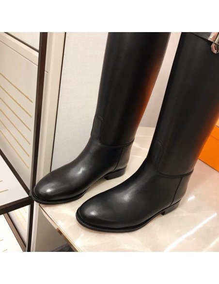 Cheap Reps Hermes Jumping Boots In Black Calfskin