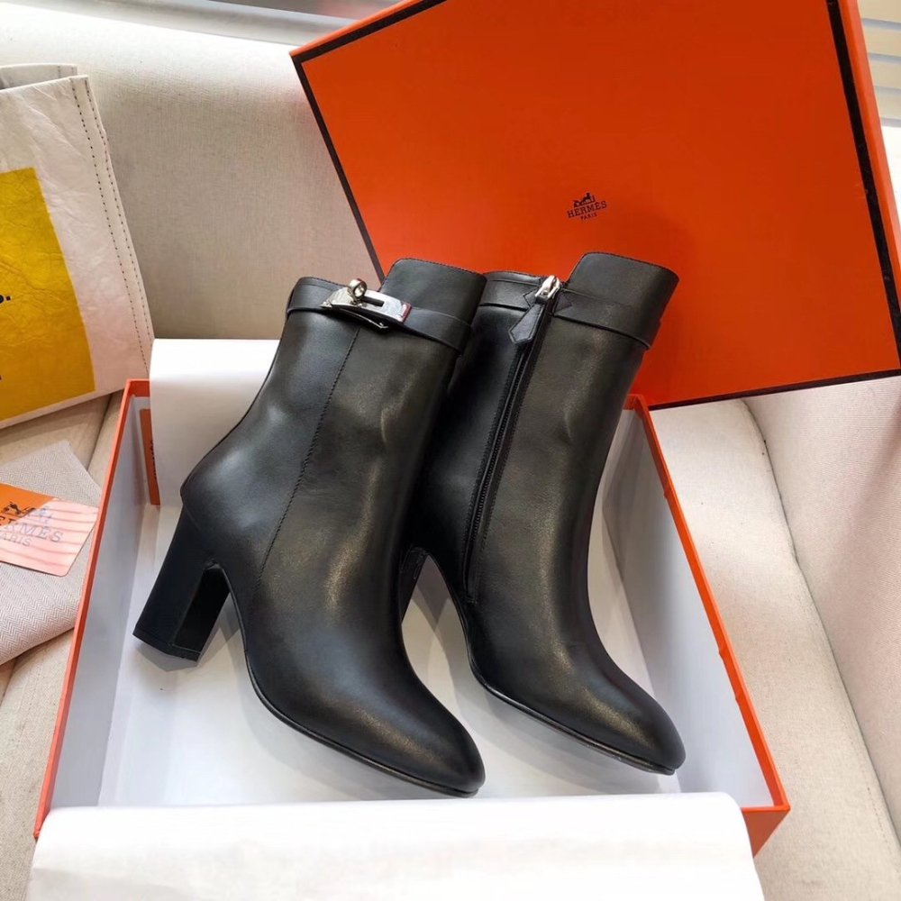 Cheap Reps Hermes Black Joueuse Ankle Boots