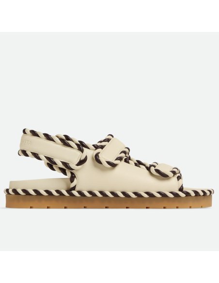 Cheap Reps Bottega Veneta Jack Flat Slingback Sandals in Bicolor Lambskin