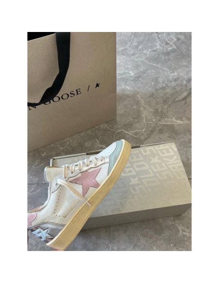 Cheap Reps Golden Goose Womens Ball Star Sneakers with Pink Star and Heel Tab