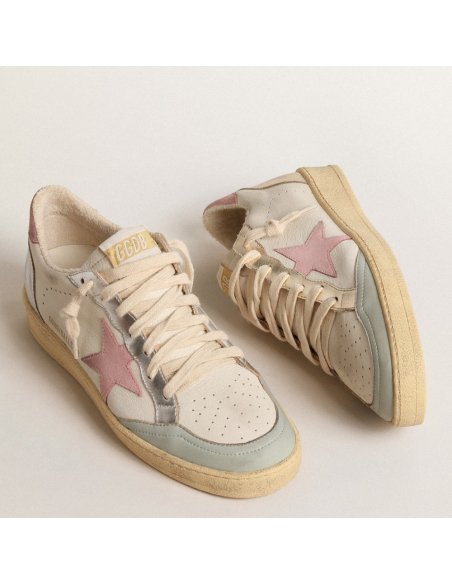 Cheap Reps Golden Goose Womens Ball Star Sneakers with Pink Star and Heel Tab