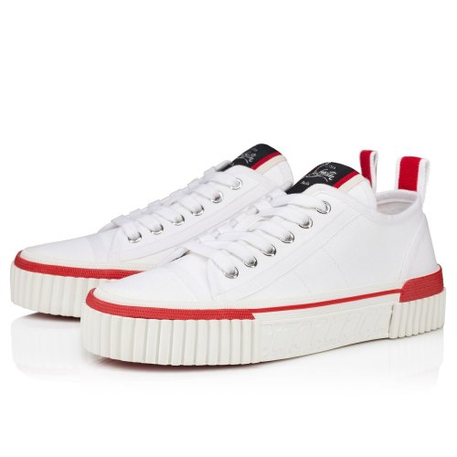 Cheap Reps Christian Louboutin Womens Pedro Junior Sneakers In White Fabric