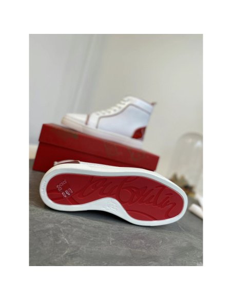 Cheap Reps Christian Louboutin Fun Louis Woman Flat Sneakers In White Calfskin