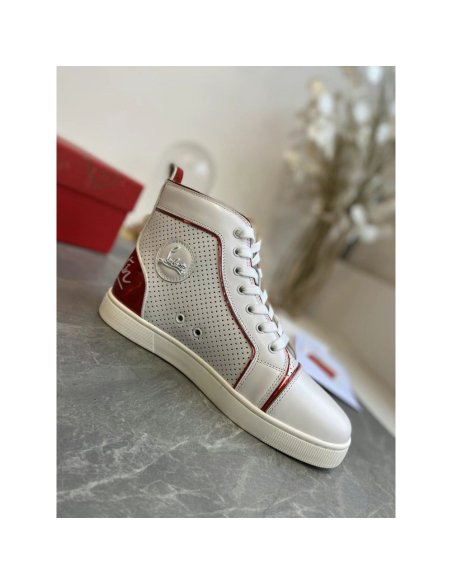 Cheap Reps Christian Louboutin Fun Louis Woman Flat Sneakers In White Calfskin