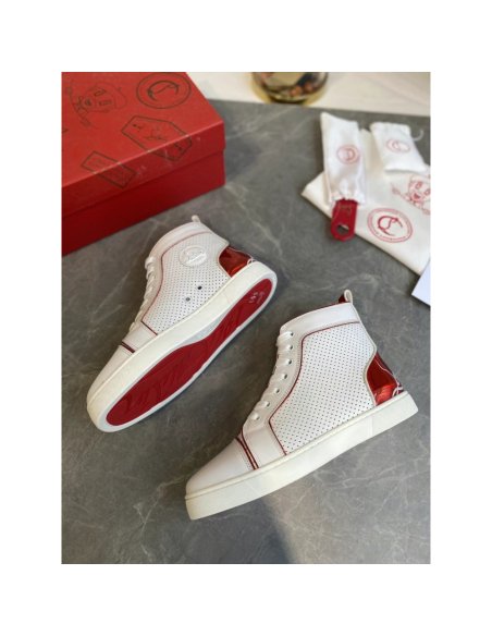 Cheap Reps Christian Louboutin Fun Louis Woman Flat Sneakers In White Calfskin