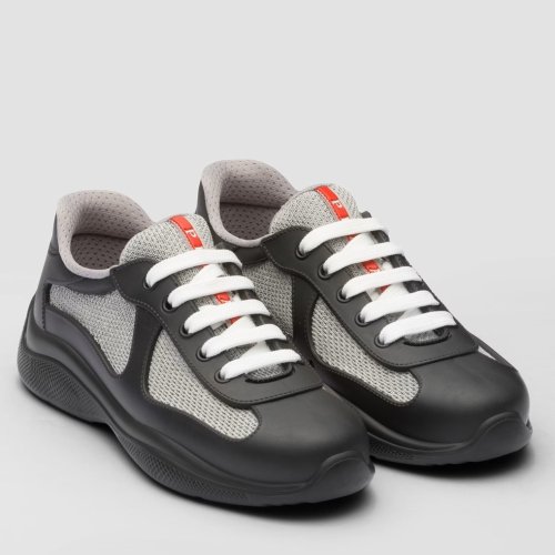 Cheap Reps Prada Americas Cup Sneakers in Black Rubber and Bike Fabric