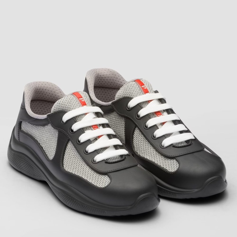 Cheap Reps Prada Americas Cup Sneakers in Black Rubber and Bike Fabric