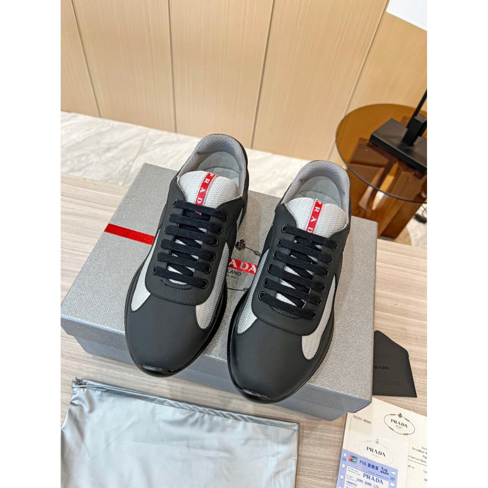 Cheap Reps Prada Americas Cup Sneakers in Black Rubber and Bike Fabric