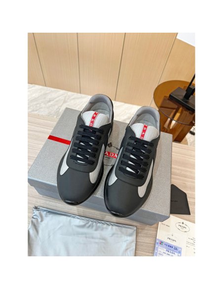 Cheap Reps Prada Americas Cup Sneakers in Black Rubber and Bike Fabric