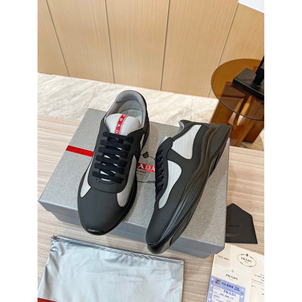 Cheap Reps Prada Americas Cup Sneakers in Black Rubber and Bike Fabric