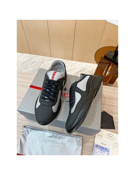 Cheap Reps Prada Americas Cup Sneakers in Black Rubber and Bike Fabric